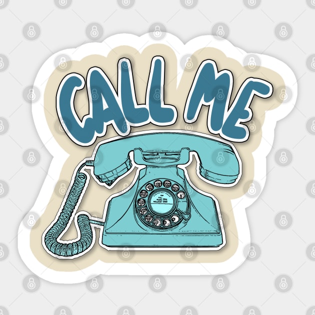 Call Me - Retro 70s Telephone Design Sticker by DankFutura